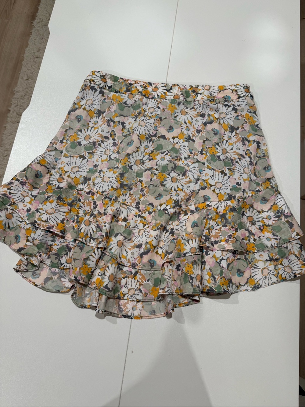 LC Lauren Conrad Pink Floral Ruffle Skater Skirt